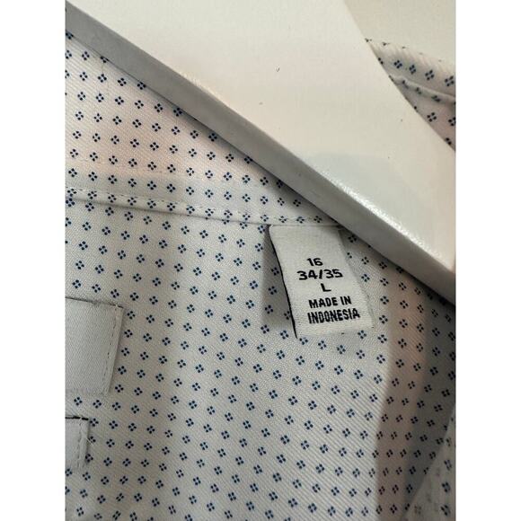 Calvin Klein Size 16 34/35 Large White Blue Dot Infinite Non Iron Slim Fit Shirt - Picture 5 of 9